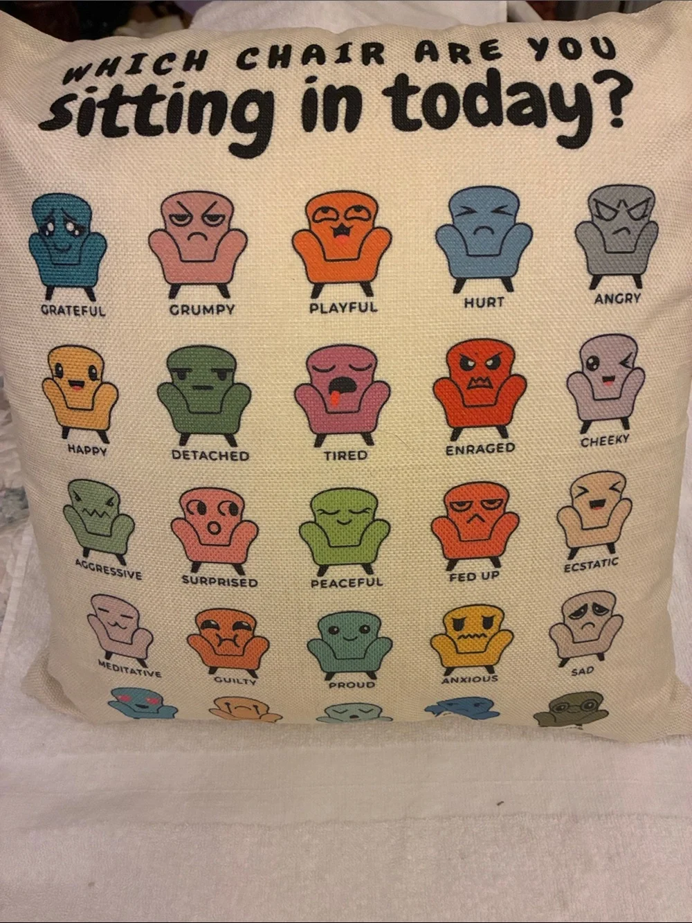 Therapy Tools “Which Chair Are You Today?” Decorative Throw Pillow - Multicolor